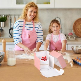 DOYIDE 12Pcs 6x6x6 Inches Small Cake Boxes, Pink Square Bakery Boxes with Window, Mini Cake Containers for Pastries, Cookies, Chocolates, Cupcakes, Birthday Party Cajas Pasteles