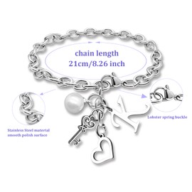DlaeKua K Initial Monogram Bracelet for Women 26 Letter Jewelry Gift for Letter K Alphabet Stainless Steel Chain Bracelet Gift for Mom Valentine's Day Gifts Mother's Day Birthday Gifts