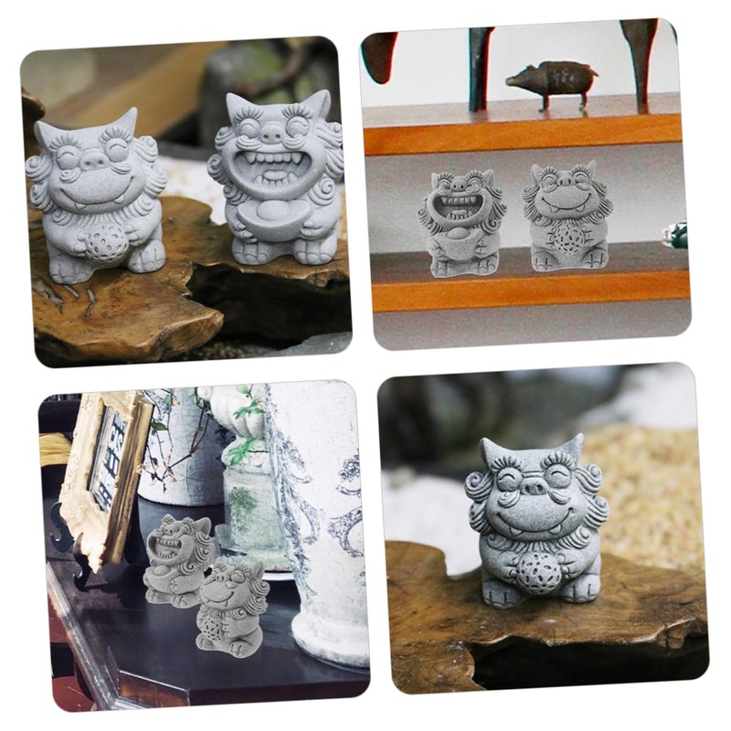 Sosoport 2pcs Mini Lion Statues Decorative Lion Figurine for Home