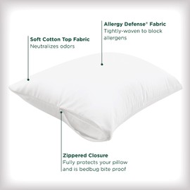 Allerease Cotton Fresh Zippered Allergy Defense Odor Neutralizing Pillow Protector- Standard/Queen - 2 Pack