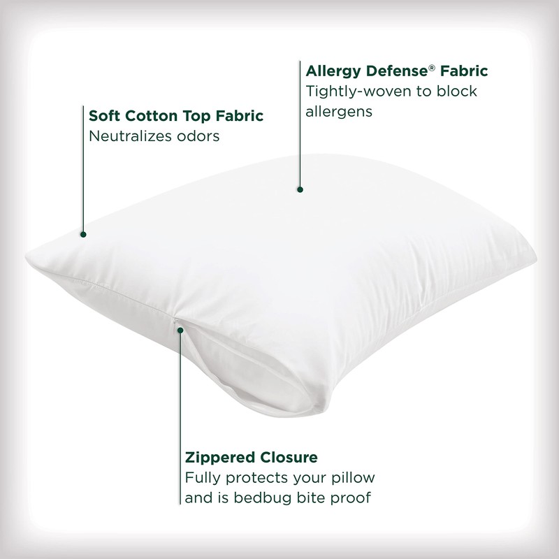 Allerease Cotton Fresh Zippered Allergy Defense Odor Neutralizing Pillow Protector-