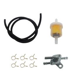Universal Gas Fuel Line Hose Clamps Fuel Filters with Inline Shut Off Valve Petcock Set Fit for 50cc 70cc 90cc 110cc 125cc 150cc Taotao Coolster Apollo Baja ATV Dirt Pit Bike Motorcycle New (Black)