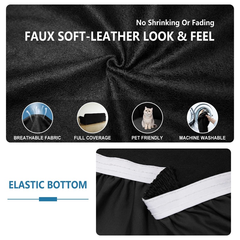 Pfrstuv Sectional Couch Covers, Leather Look Sofa Cover L Shape