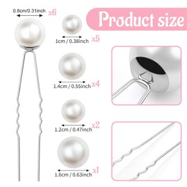 HABNI Pack of 36 Wedding Hair Pins, U-Shaped, Bridal Hair Accessories, 5 Sizes, Flowers, Hair Accessories for Wedding, Prom, Party, Girls, Gold, Silver