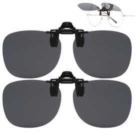 Jiaanle Men's Clip-On Sunglasses (Pack of 2) – Unisex Sunglasses Attachment Glasses for Glasses Wearers