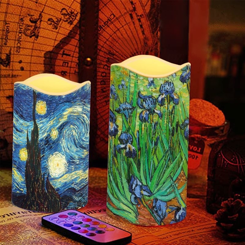 Ystardream Van Gogh Starry Night Flameless Candles Plastic Moving Flickering