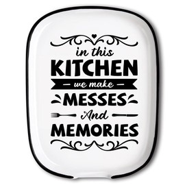 ANATTASOUL Ceramic Spoon Rest, Kitchen Food Elevator Spoon Holder Ceramic for Spatulas, Tongs, Gadgets, Coffee Spoons, Spoon Rest for Hot Plate, Kitchen Counter