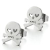 Stainless Steel Pirate Skull Stud Earrings for Men, Gothic Punk