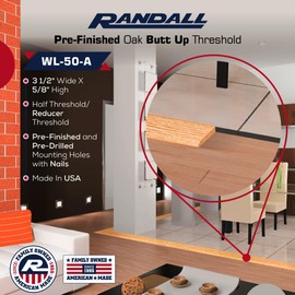 3 1/2" Wide X 5/8" HIGH PRE-Finished Oak Half Threshold (Butt up Threshold) (4 FT)