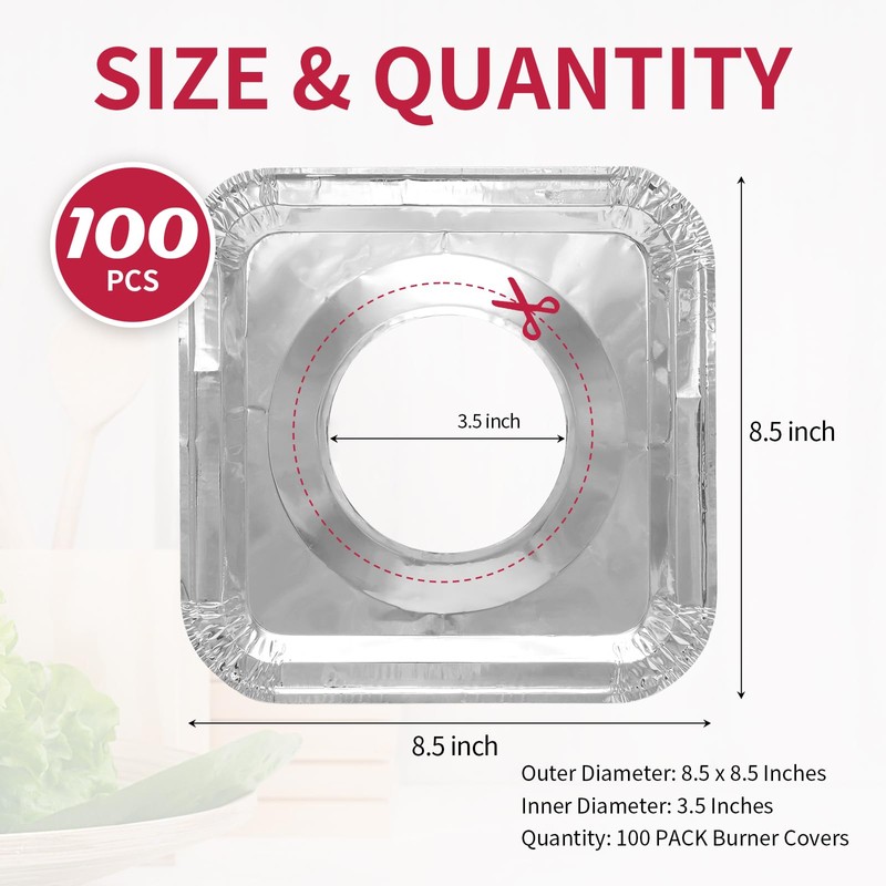 COZZIVITA Aluminum Gas Stove Burner Covers -Thicker Foil Square Burner
