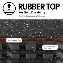 AIRHOP 0.79in Thick 24 Sq Ft Exercise Equipment Mats, 6 Tiles Upgraded Rubber Top with High Density EVA Foam, Large Interlocking Puzzle Gym Flooring for Home Gym, Heavy Weight Workout,Black & White