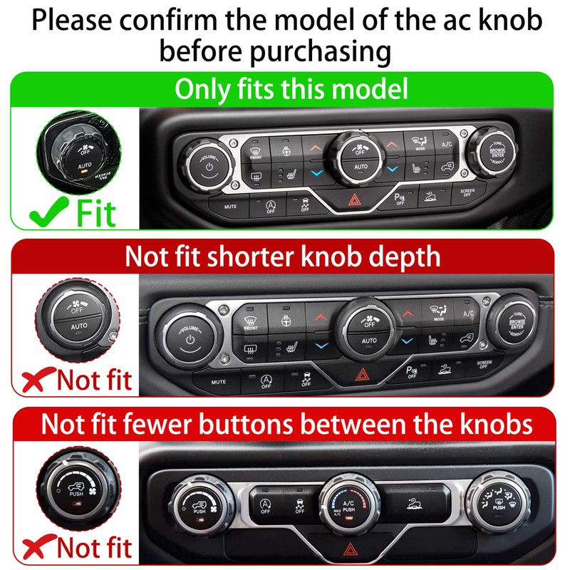 SENSHINE AC Knob Cover Vent Outlet Trim Ring for Jeep