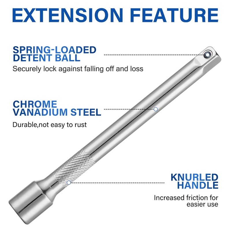 Nikcrlo Socket Extension Set - 3/8 Inch Drive Extension Set,