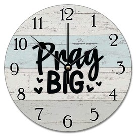 godblessign Clock Pray Big Round Decorative Clocks Battery Operated Bible Verse 10 Inch Silent Non-Ticking Farmhouse Wall Decor for Bedroom Living Room