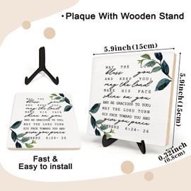 Rustic Vintage Bible Verse Wooden Desk Sign – Christian Home Decor,Table Art Signs, Wood Sign Plaque Gift for Women&Men,Positive Office Decor 5.9x5.9inch(NUMBERS 6:24-26)