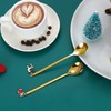 TAIYOU Set of 6 Golden Christmas Spoons Set, Long Handle,