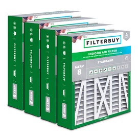 Filterbuy 17.5x21x5 Air Filter MERV 8 Dust Defense (4-Pack), Pleated HVAC AC Furnace Air Filters Replacement for Rheem, Ruud, and Protech (Actual Size: 17.13 x 20.63 x 4.38 Inches)