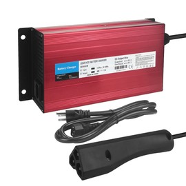 48V 15A RXV Golf Cart Battery Charger for Ez-Go EZgo TXT with RXV Plug 3 Prong Connector, Red Aluminum Shell