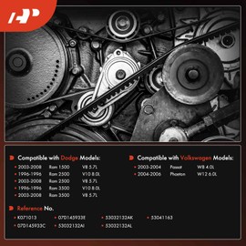 A-Premium Engine Serpentine Drive Belt Compatible with Dodge & Volkswagen Cars - Ram 1500 2003-2008, Ram 2500 3500 1996/2003-2008, Passat 2003-2004, Phaeton 2004-2006 - 4.0L 5.7L 6.0L 8.0L