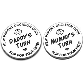 ZKSXOA 2pcs New Parents Decision Coin,Gifts for Mum Dad,New Mum Gifts，Stainless Steel Commemorative Coins, Gifts for Dad Mum, Newborn Baby Gifts