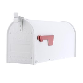 Architectural Mailboxes Admiral™ Rust-Proof Aluminum Metal Post Mounted Mail Box for Outside, White, Medium Curbside Mailbox, USPS Approved for Residential Delivery