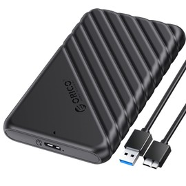 ORICO 2.5 Inch HDD Case USB 3.0 Connection SATA Hard Disk Case 9.5mm/7mm SATA HDD SSD Compatible Tool-Free UASP Support (Black (25PW1-U3-BK))
