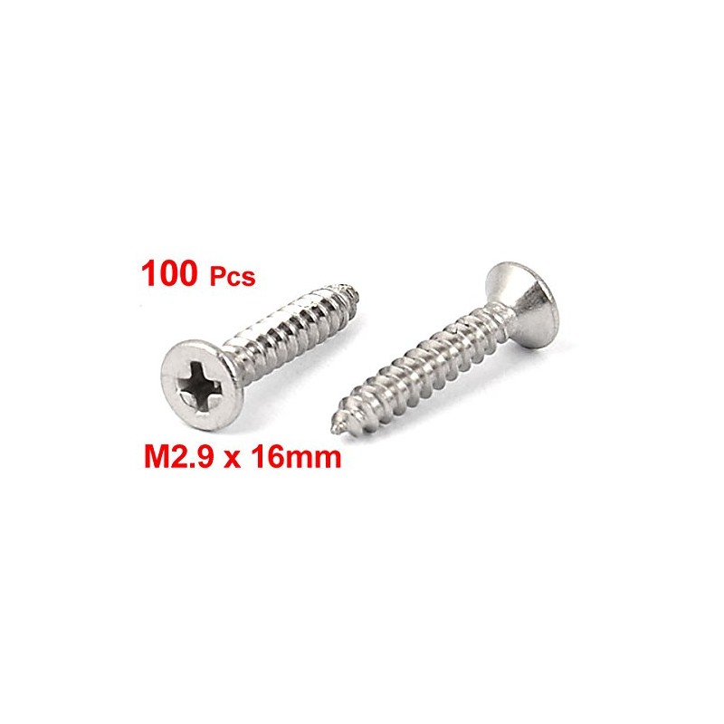 Sourcingmap® M2.9 x 15mm Cross Head Countersunk Self Tapping Screw