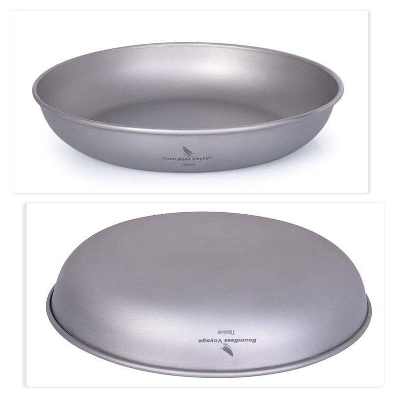 Boundless Voyage Camping Plate Titanium Pan Dish Plate with Carry