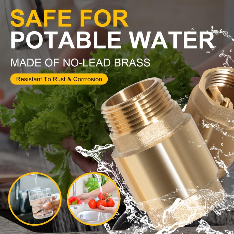 One Way Brass Check Valve, 1" NPT male in/ 1"