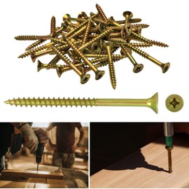TERF® Multi Purpose Screws 5.0 X 60mm Pozi Flat Double Countersunk Zinc Yellow Screws For PVCu Wooden Timber Chipboard MDF and other similar types Screw Size 5.0 X 60mm - Pack of 50