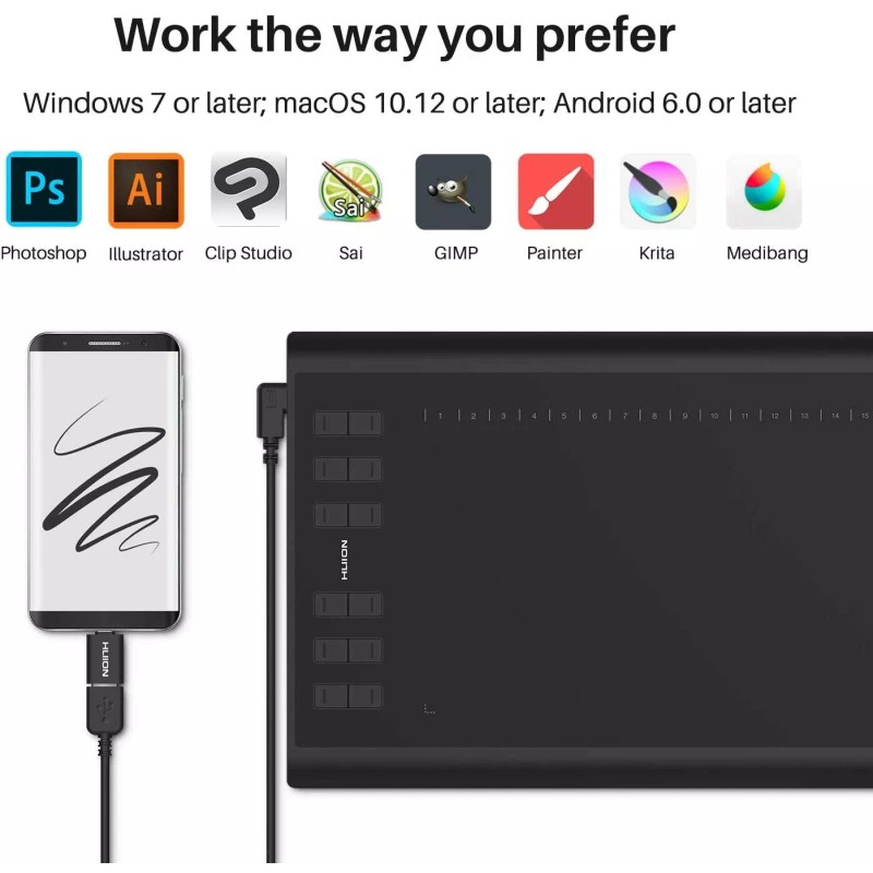 Huion New 1060 Plus Graphic Drawing Tablet with 8192 Pen