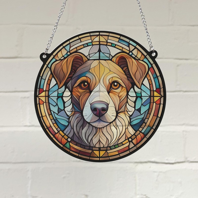 Image Industry Jack Russell Stained Glass Effect Suncatcher - Garden