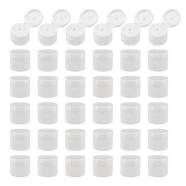 sourcing map 36pcs 18/410 Flips Top Caps for Bottles, Replacement Plastic Reusable Non-Spill Bottle Lid for Squeeze Bottles, Refillable Bottles, Plastic, Empty, Shampoo Bottles, White