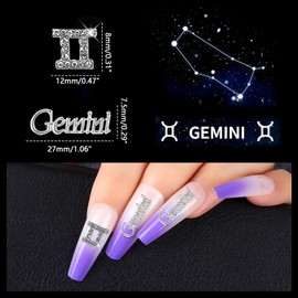 JERCLITY 20pcs Silver Alloy Gemini Zodiac Nail Charms 10pcs Gemini Sign Symbols Nail Charms 10pcs Gemini Constellation Words Nail Charms for Nails（Gemini Dates: May 21 to June 21）
