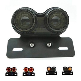 Karun Tail Light Brake Lamp Black Lens Cat Eye Custom License Plate Holder Rear Light Black Border Brake Light Tail Light Turn Signal Light