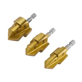 Treki Pack of 3 Water Pipe Step Drill PPR Pipe Drill with 6.35 mm Hex Shank, Step Drill Water Pipe Drill Pipe Countersink Peeling Drill for Plastic PPR PVC MMP Water Pipe