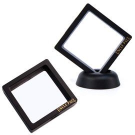 Uncle Paul CS30 Floating Stand for Coins, Jewellery, Medallions, Stones, PVC Frame/PE Display Membrane, Black with Round Base (5 Set), 7 x 7 x 2 cm (2.75 x 2.75 x 0.75 in)