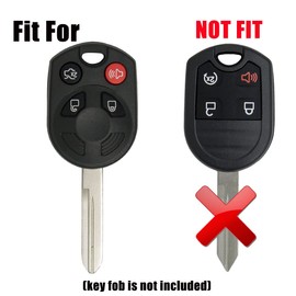 Coolbestda - Funda de silicona con 4 botones para llavero, protector de entrada sin llave, para Ford Escape Explorer, Mustang Transit Fusion Focus Lincoln MKX MKZ MKS Navigator Zephyr Aviator Montego