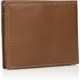 Timberland Men's Leather Wallet with Attached Flip Pocket Travel Accessory-Bi-Fold, Tan, One Size