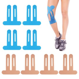 8 Pcs Kinesiology Tape for Knees, Elastic Waterproof Kinesiology Tape Pre Cut for Knee, Y Shape Kinesiology Knee Tapes for Relieve Knee Pain (Skin Color, Blue)