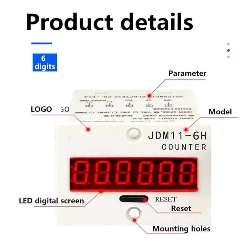 WANGCL AC 220V LCD Digital Electronic Counter 0-99999 Counter 6-Digit
