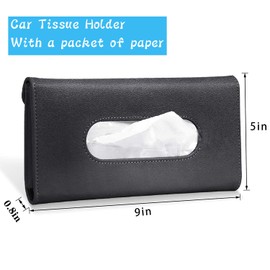 2 PCS Car Tissue Holder Sun Visor Napkin Holder with Tissue Refill Car Mask Holder PU Leather Tissue Box Tissue Box Holder Hanging Tissue Holder Mask Dispenser for Car