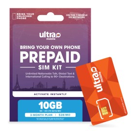 Ultra Mobile $28/mo. Ultra Mobile Prepaid Plan: Unlimited Talk, Text & 10GB 5G • 4G LTE Data