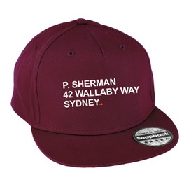Hippowarehouse P. Sherman 42 Wallaby Way Sydney Snapback hat Premium Printed 5 Panel Flat Peak Cotton OneSize Adults Burgundy