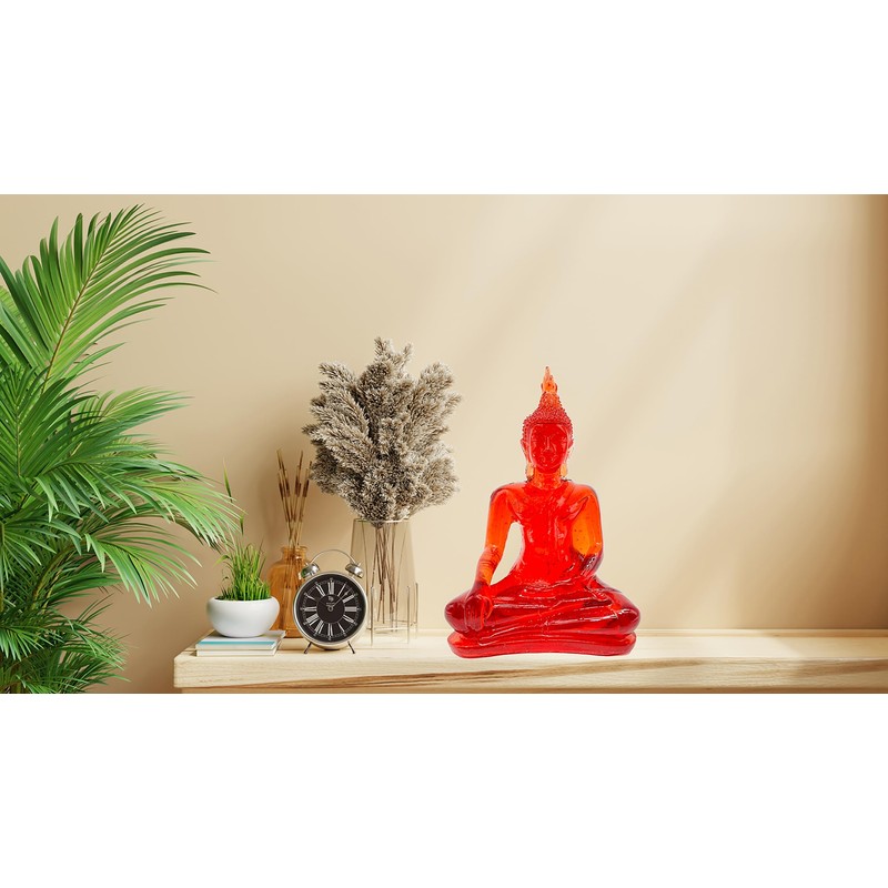 BUDDHO Buddha overcoming Temptations Buddha Statue 4" H Poly Resin