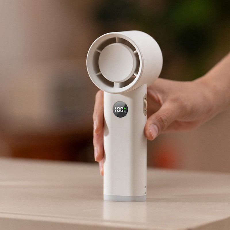 Handheld Fan LED Display Power Adjustable Portable Fan Night Light