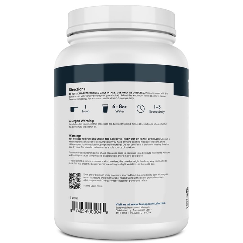 Transparent Labs Grass-Fed Whey Protein Isolate - Naturally Flavored, Gluten