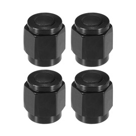 ACROPIX AN4 Universal Female Flare Cap Port Plug Block Off Fitting Nut Adapter Black - Pack of 4