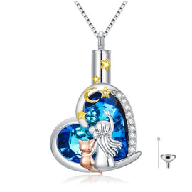 Flpruy Pet Cremation Jewelry - 925 Sterling Silver Urn Necklace for Ashes - Keepsake Memorial Necklace for Dog Cat