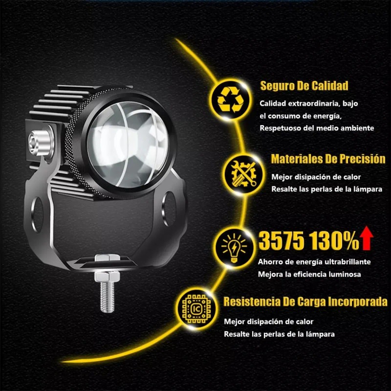 Par De Faros Auxiliares Moto 60w Led Amarillo Y Blanco